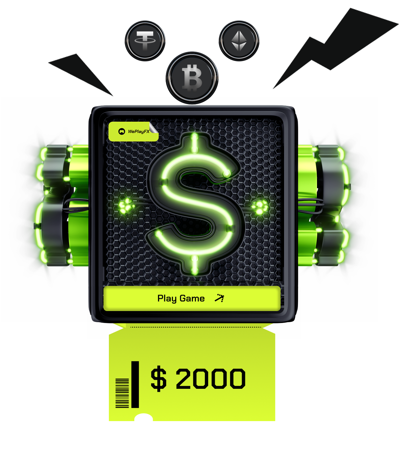 WePlayFX gamified trading interface on a mobile phone